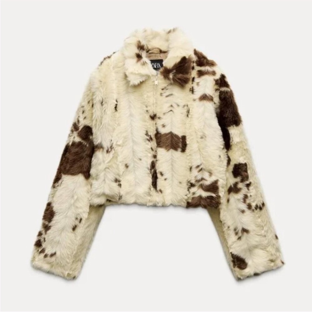ZARA FAUX FUR ANIMAL PRINT JACKET - Picture 10 of 11